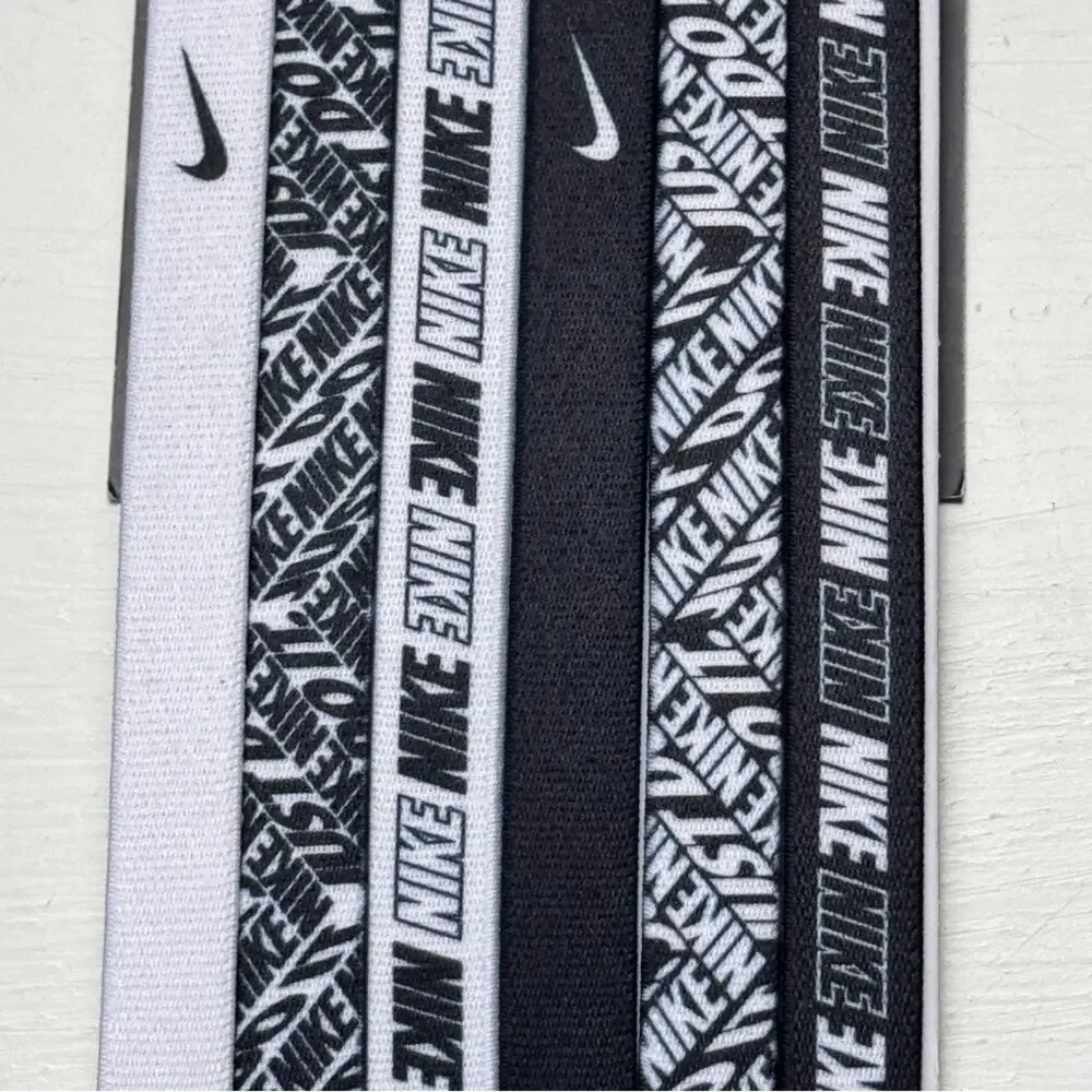 Nike  Six Pack Stretchy Athletic Sporty Black and White Headbands Set  NWT
